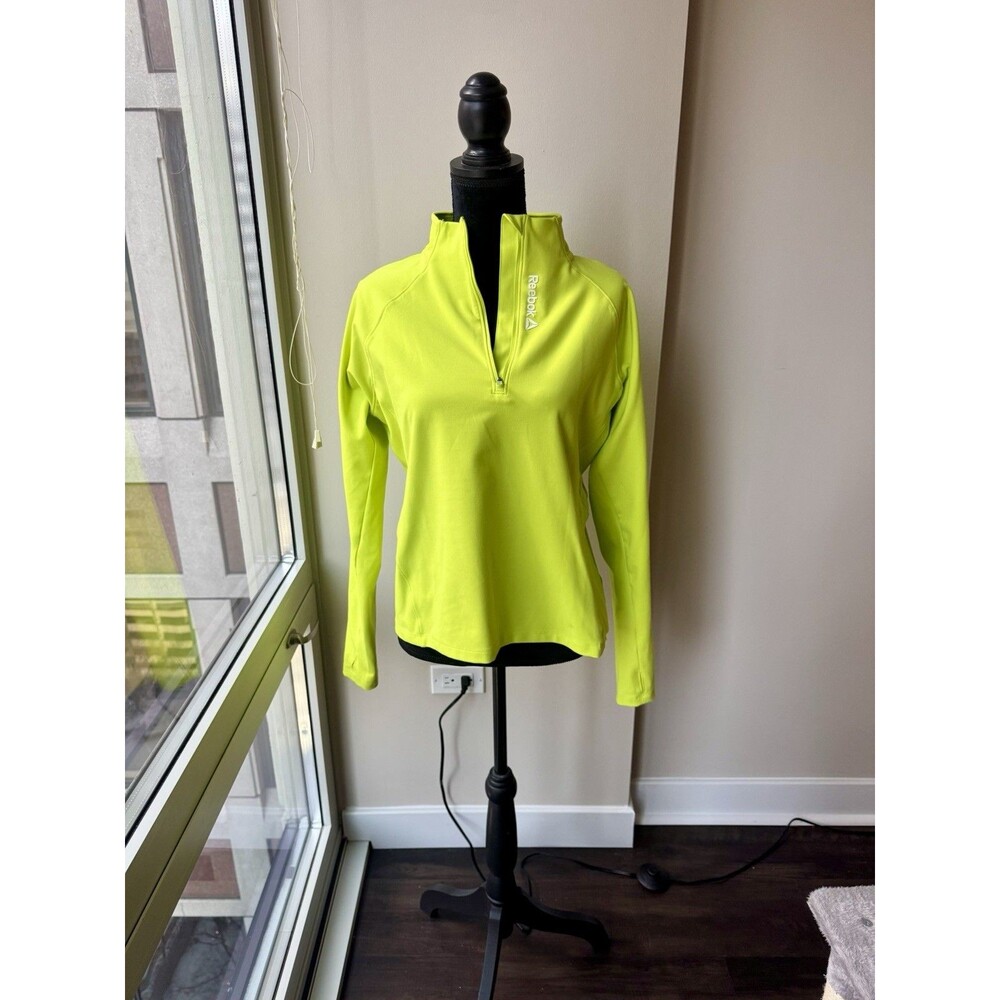 Reebok Women’s Neon Green Long Sleeve Quarter Zip Top Size XL
